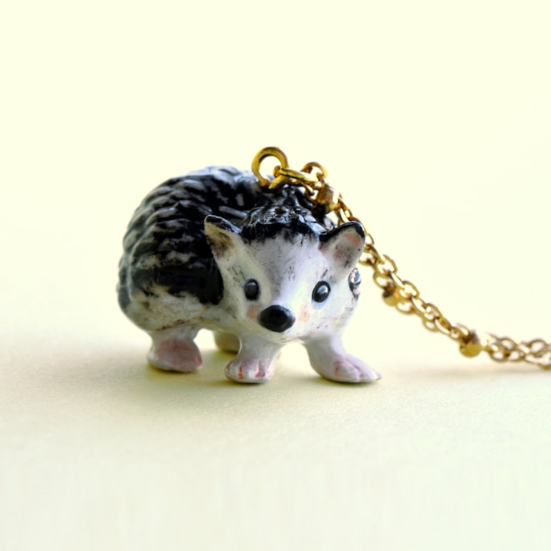 Hedgehog Necklace Handcrafted Porcelain Jewelry Camp Hollow Collectible Heirloom Art The Perfect Gift Collect them all image 4