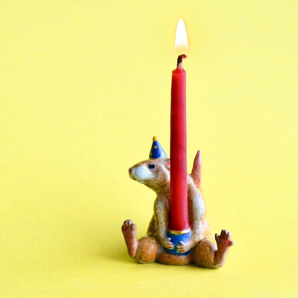 Décoration pour gâteau Année du rat | Figurine en porcelaine | Art ancien de collection Camp Hollow | Bougeoir d'anniversaire | Collectionnez-les tous !