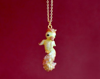 Porcelain Phoenix Necklace • Hand-Painted Ceramic Pendant • Camp Hollow Animal Jewelry • Wizard Gift