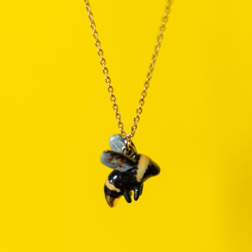 Midas Bee Necklace  | Handcrafted Porcelain Jewelry | Camp Hollow Collectible Heirloom Art | The Perfect Gift | Collect them all!