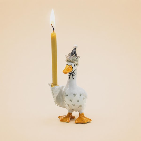Handgefertigte Porzellanfigur „Gute Nacht, Gans“: Kerzenhalter, Tortenaufsatz, Sammlerstück, Erbstück, hochwertiges Souvenir, nostalgisches Geschenk