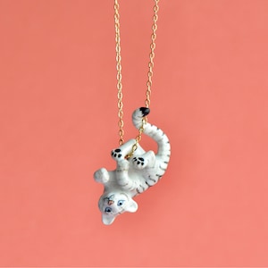White Tiger Cub Necklace  | Handcrafted Porcelain Jewelry | Camp Hollow Collectible Heirloom Art | The Perfect Gift | Collect them all!