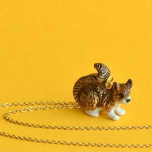 Squirrel Necklace • Hand-painted Porcelain • Collectible Jewelry • The Perfect Gift