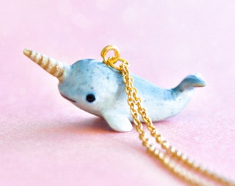 Narwhal Necklace | Handcrafted Porcelain Jewelry | Camp Hollow Collectible Heirloom Art | The Perfect Gift | Collect them all!