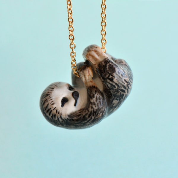 Baby Sloth Necklace | Handcrafted Porcelain Jewelry | Camp Hollow Collectible Heirloom Art | The Perfect Gift | Collect them all!