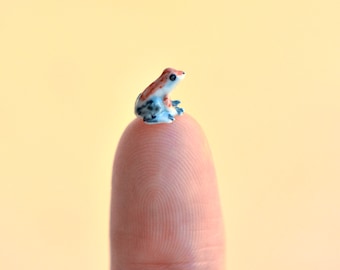World&#39;s Tiniest Red topped Poison Dart Frog Figure  | Miniature Hand-painted Porcelain | Incredibly Small Creatures | Collect them all!