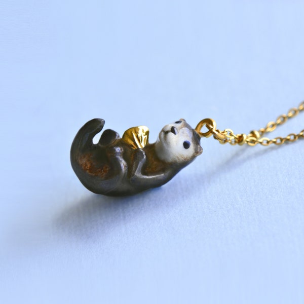 River Otter Necklace| Handcrafted Porcelain Jewelry | Camp Hollow Collectible Heirloom Art | The Perfect Gift | Collect them all!