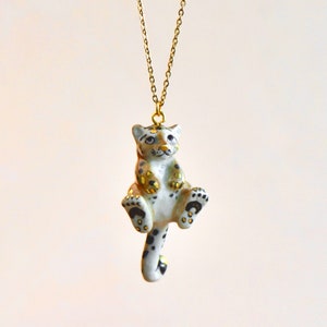 Gold spotted Leopard Cub Necklace | Handcrafted Porcelain Jewelry | Camp Hollow Collectible Heirloom Art | Perfect Gift | Collect them all!