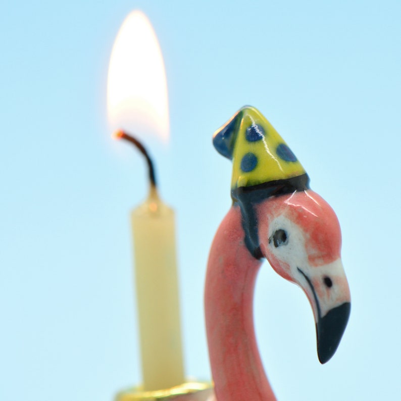 Flamingo Figurine Candle Holder Cake Topper Birthday Cake Etsy
