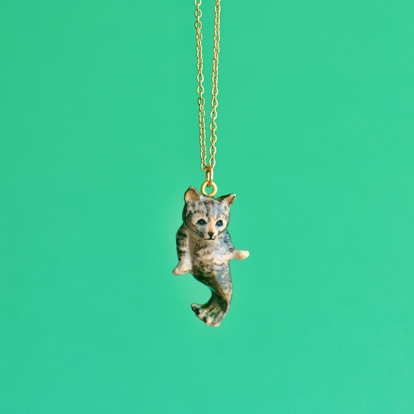 Porcelain Catfish Necklace • Hand-Painted Ceramic Pendant • Camp Hollow Animal Jewelry • Fun Gift