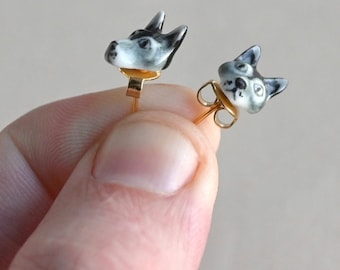 Wolf Earrings | Handcrafted Porcelain Jewlery | Camp Hollow Collectable Heirloom Art | The Perfect Gift | Collect them All!