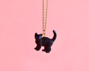 Black Cat Necklace | Handcrafted Porcelain Jewelry | Camp Hollow Collectible Heirloom Art | The Perfect Gift | Collect them all!