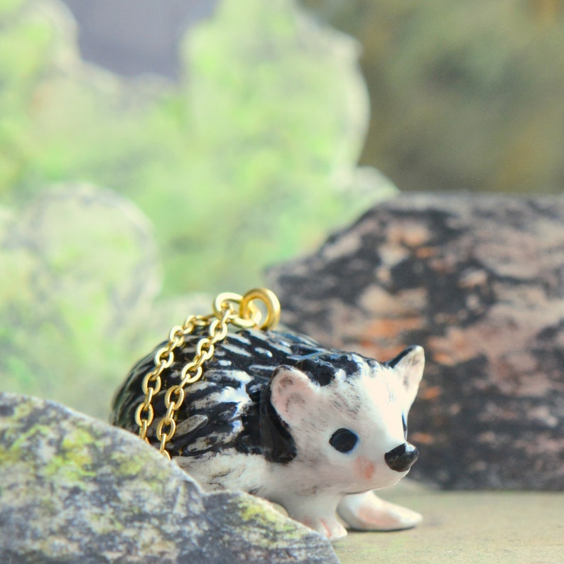 Hedgehog Necklace Handcrafted Porcelain Jewelry Camp Hollow Collectible Heirloom Art The Perfect Gift Collect them all image 1