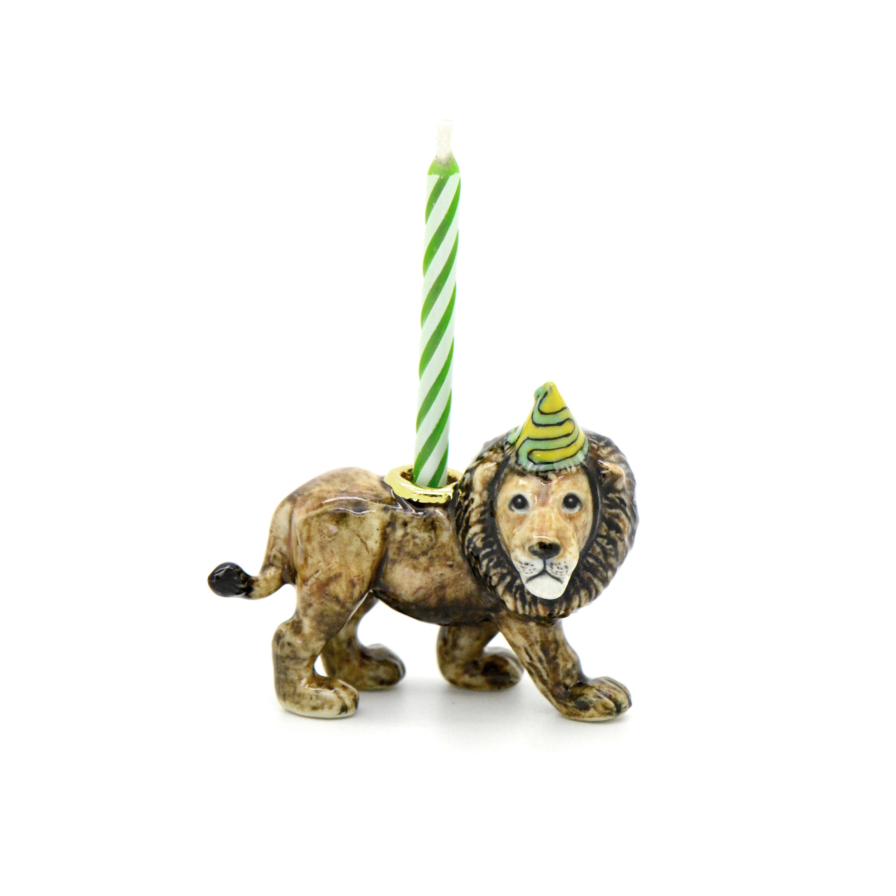 Lion Candle Holder Make a Wish Party Animal Cake Topper Etsy