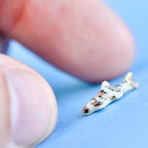 Porcelain Miniature Leopard Shark • Hand-Painted Ceramic Figure • Camp Hollow Tiny Animals • Fun Gift