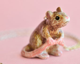 Rat Necklace | Handcrafted Porcelain Jewelry | Camp Hollow Collectible Heirloom Art | The Perfect Gift | Collect them all!