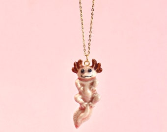 Axolotl Necklace | Handcrafted Porcelain Jewelry | Camp Hollow Collectible Heirloom Art | The Perfect Gift | Collect them all!