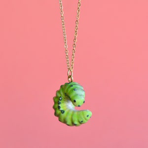 Caterpillar Necklace  | Handcrafted Porcelain Jewelry | Camp Hollow Collectible Heirloom Art | The Perfect Gift | Collect them all!