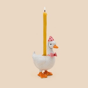 Pink Goose Cake Topper | Handcrafted Porcelain Figurine | Camp Hollow Collectable Heirloom Art | Birthday Candle Holder | Collect them All!