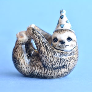Sloth Cake Topper| Handcrafted Porcelain Figurine | Camp Hollow Collectable Heirloom Art | Birthday Candle Holder | Collect them All!
