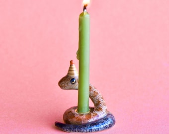 Year of the Snake Cake Topper | Porcelain Figurine | Camp Hollow Collectable Heirloom Art | Birthday Candle Holder | Collect them All!