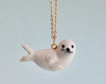 Harp Seal Necklace | Handcrafted Porcelain Jewelry | Camp Hollow Collectible Heirloom Art | The Perfect Gift | Collect them all!