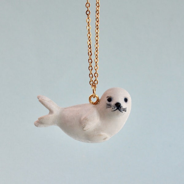 Harp Seal Necklace | Handcrafted Porcelain Jewelry | Camp Hollow Collectible Heirloom Art | The Perfect Gift | Collect them all!