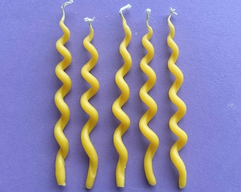 Yellow Curly Cue Birthday Candles (x5)
