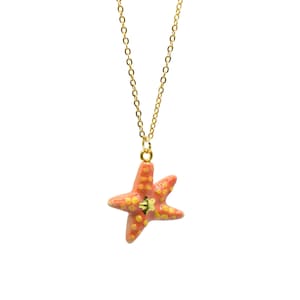 Starfish Necklace • New Discoveries • Hand Painted Porcelain • Collectible Gift • Come Explore our Golden Nature! (AP031)