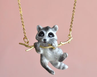 Raccoon Necklace | Handcrafted Porcelain Jewelry | Camp Hollow Collectible Heirloom Art | The Perfect Gift | Collect them all!