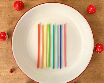 Rainbow Beeswax Birthday Candle Set of 8