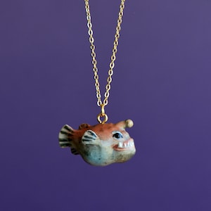 Angler Fish Necklace | Handcrafted Porcelain Jewelry | Camp Hollow Collectible Heirloom Art | The Perfect Gift | Collect them all!