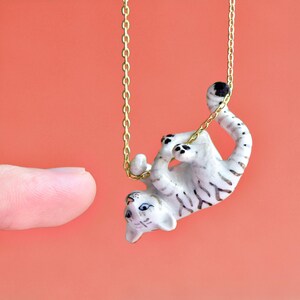 White Tiger Necklace | Camp Hollow Ceramic Animal Jewelry