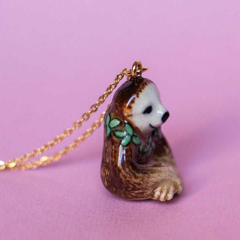 Sloth Necklace | Camp Hollow Ceramic Animal Jewelry