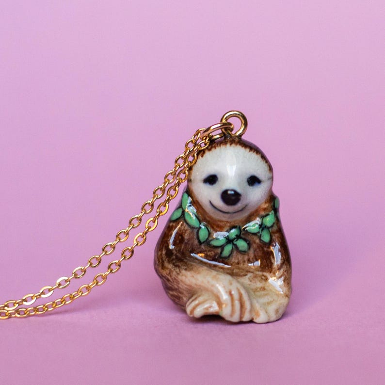 Sloth Necklace | Camp Hollow Ceramic Animal Jewelry