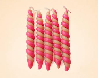 Pink Truffle Twisted Beeswax Candles