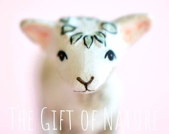Spring Lamb Necklace • Gift of Spring • Hand-painted Porcelain Figurine • Nature is a Miracle!  • Collectible Jewelry (AP036)
