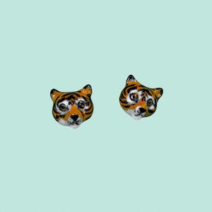 Tiger Earrings | Handcrafted Porcelain Jewlery | Camp Hollow Collectable Heirloom Art | The Perfect Gift | Collect them All!
