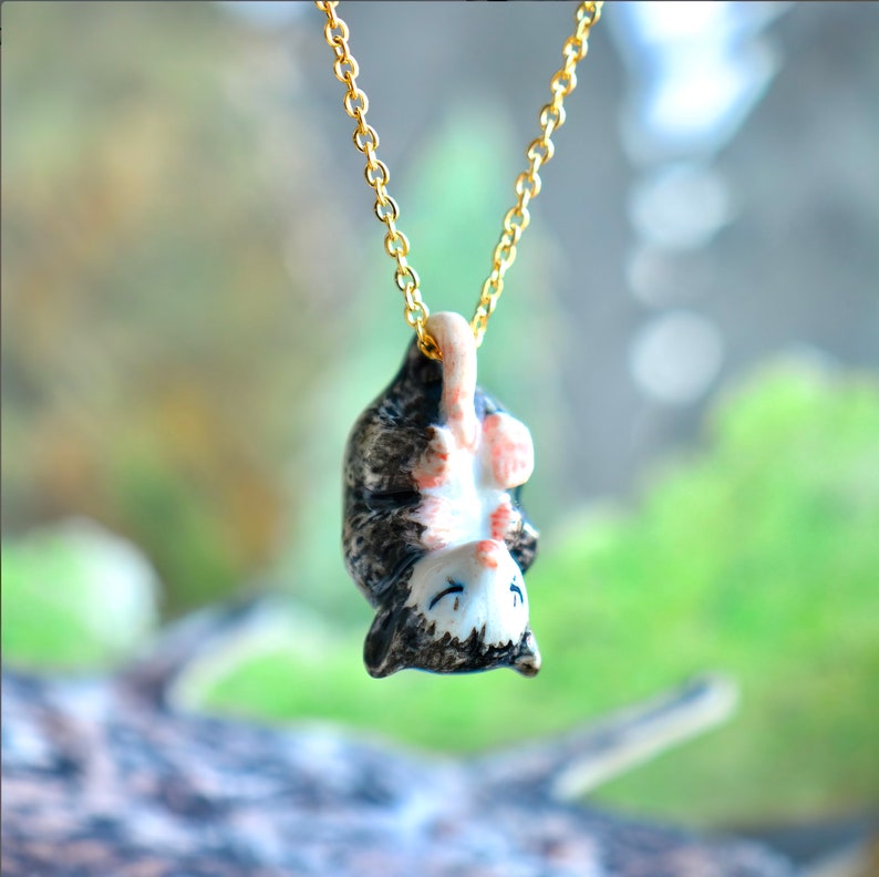 Baby Possum Necklace Handcrafted Porcelain Collectible Jewelry Heirloom Art The Perfect Gift Collect them all image 5