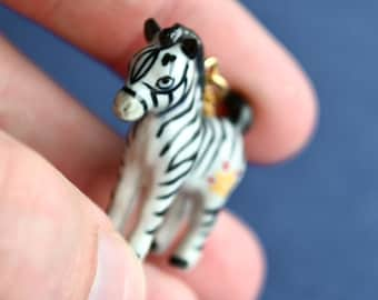 Zebra Necklace • Hand-painted Porcelain • Animal Jewelry • Collectible Figurines • The Perfect Gift