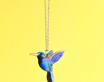 Collier colibri | Bijoux artisanaux en porcelaine | Art ancien de collection Camp Hollow | Le cadeau parfait | Collectionnez-les tous !