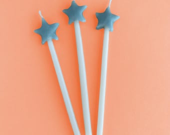 Blue Star Shaped Birthday Candle Set (x3)