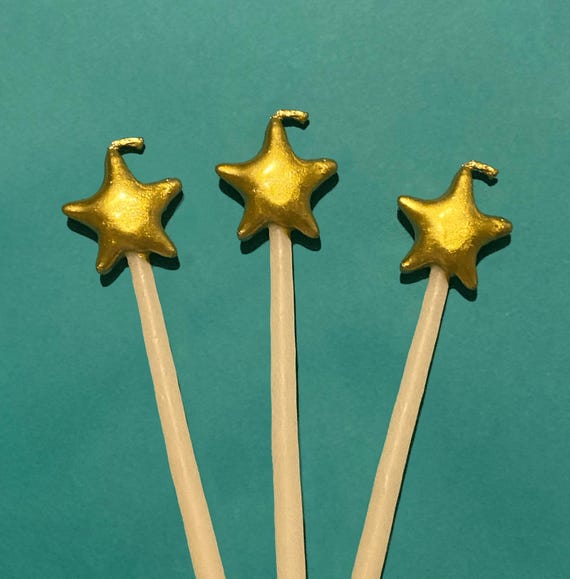 Gold Christmas Star Shaped Birthday Candle Set (x3)