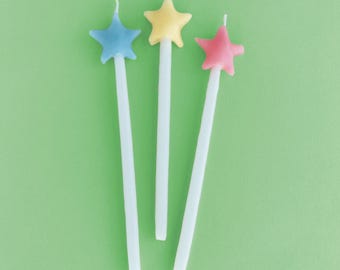 カラフルな星型バースデーキャンドルセット（3個入り）