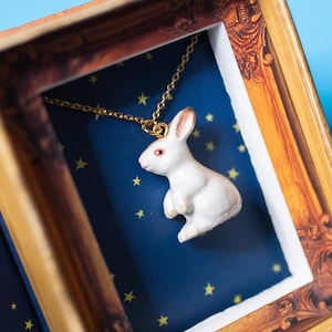 White Rabbit Necklace | Handcrafted Porcelain Jewelry | Camp Hollow Collectible Heirloom Art | The Perfect Gift | Collect them all!