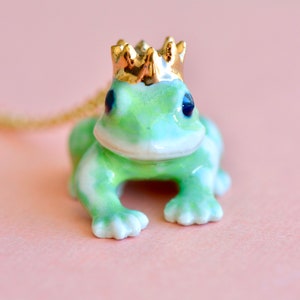 Frog Prince Necklace Handcrafted Porcelain Jewelry Camp Hollow Collectible Heirloom Art The Perfect Gift Collect them all image 3