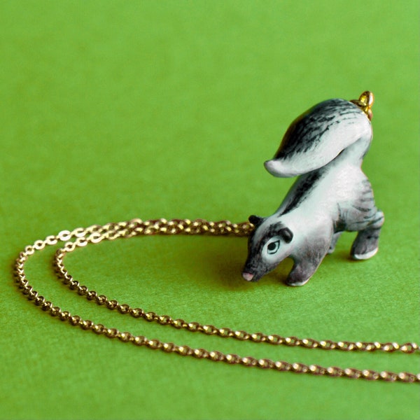 Skunk Necklace | Handcrafted Porcelain Jewelry | Camp Hollow Collectible Heirloom Art | The Perfect Gift | Collect them all!