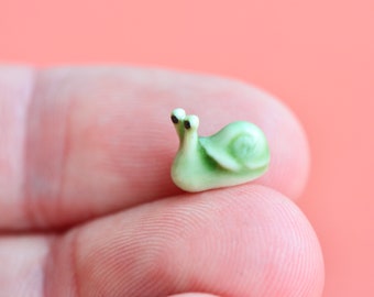 Porcelain Ceramic Snail Figurine Miniature | Micro Landscape Miniatures Figurine Cake Topper | Mini Retro Creative Snail Figurine