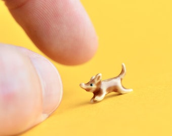 World's Smallest Dog Figurine | Hand-Painted Dog Ceramic Figurine Collectible | Tiny Ceramic Miniature Puppy Figurine | Dog Porcelain Figure