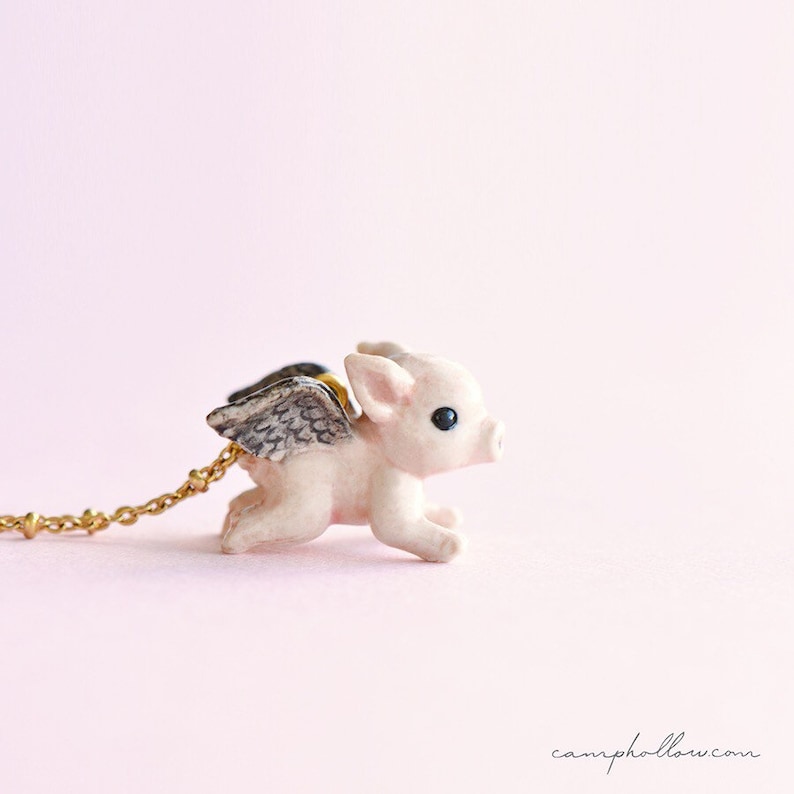 Flying Pig Necklace | Camp Hollow Ceramic Animal Jewelry